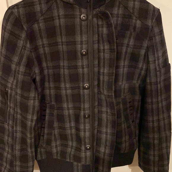 Jack & Jones Denim Gray/Black Plaid Hooded Marlow Wool Jacket Sz Medium - Picture 7 of 15
